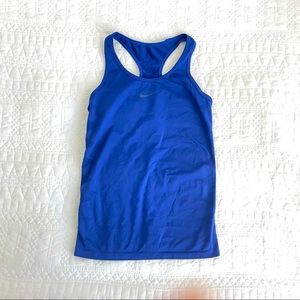 Nike Compression Longline Racerback Athletic Tank Blue Workout Running Gym